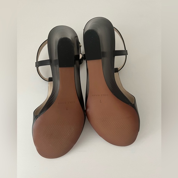NIB NWT COLE HAAN MADDIE OPEN TOE WEDGE BLACK 7/37 W13616 - Picture 5 of 6